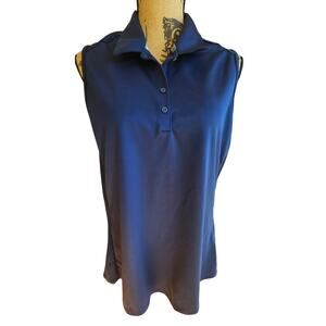 Adidas Advantage Sleeveless Golf  Blue Polo , 1/4 Button Front, Womens Sz XL